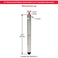 Dimensions for 611 Series Small Diameter Submersible Level Transmitters.jpg